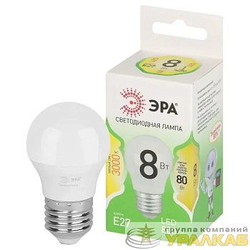 Лампа светодиодная GREEN LINE P45-8W-830-E27 GL 8Вт шар 3000К свет тепл. E27 Эра 