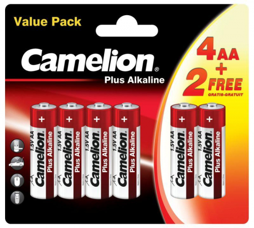 Элемент питания AA/LR6 1.5В Plus Alkaline 4+2LR6-BP (блист.6шт) Camelion 14113