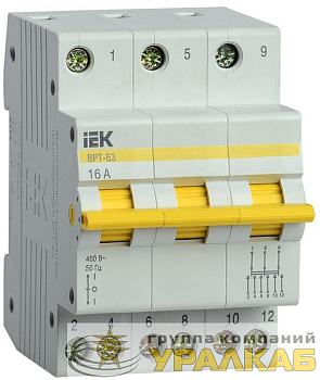 Выключатель-разъединитель трехпозиционный 3п ВРТ-63 16А IEK MPR10-3-016