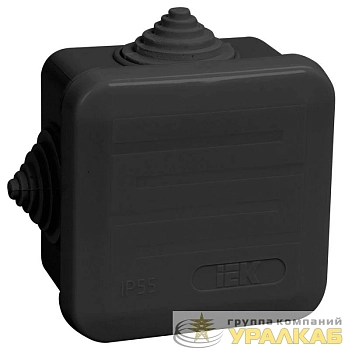 Коробка распаячная ОП 70х70х40 IP44 КМ41236 4 гермовводов черн. IEK UKO21-070-070-040-K02-44