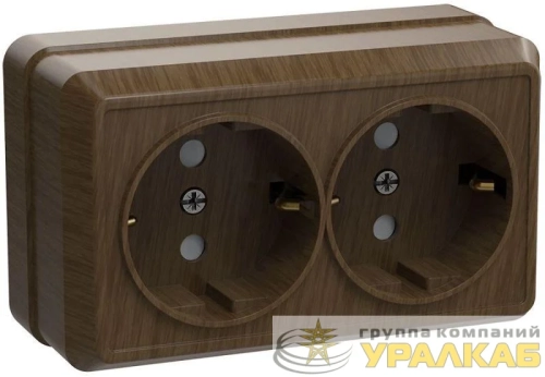 Розетка 2-м ОП Октава РС22-3-ОД 16А IP20 с заземл. дуб IEK ERO21-K04-16-DC детальная картинка