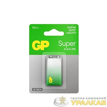 Элемент питания алкалиновый "крона" 6LR61 9В Super Alkaline G-Tech 1604AA21-5CRSBC1 10/200 (блист.1шт) GP 