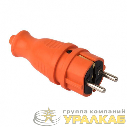 Вилка прямая 16А 2P+PE 230В IP44 каучук оранж. PROxima EKF RPS-011-16-230-44-ro