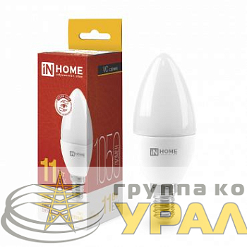 Лампа светодиодная LED-СВЕЧА-VC 11Вт свеча 3000К тепл. бел. E14 1050лм 230В IN HOME 4690612020464