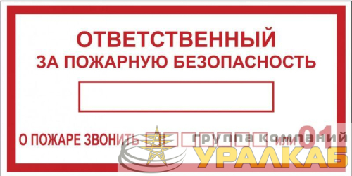 Наклейка "Ответственный за пожарную безопасность" B03 100х200мм PROxima EKF 