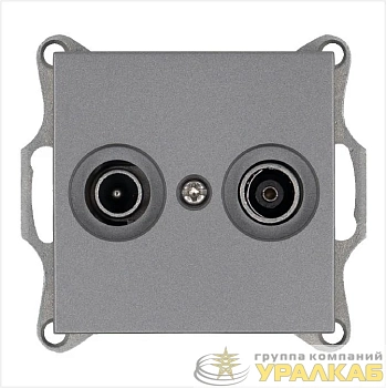 Розетка телевизионная оконечная TV + FM 2-м Ф9.5мм механизм алюм. Jasmart 