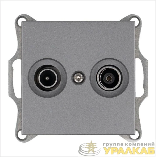 Розетка телевизионная оконечная TV + FM 2-м Ф9.5мм механизм алюм. Jasmart 