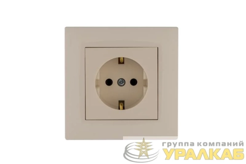 Розетка 1-м Karea RIZZ с заземл. крем Makel 