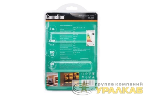 Лента светодиодная DSL-007 2835-60D IP20 3000К (уп.3м) Camelion 