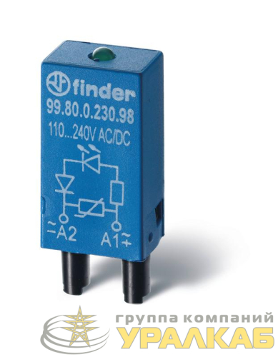 Модуль индикации и защиты LED + диод ( + A1) 6...24В DC зел. FINDER 9980902499