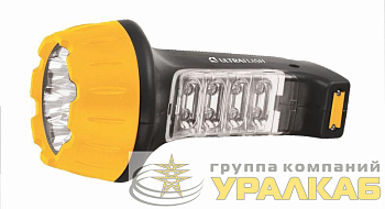 Фонарь LED3818 (аккум 220В черн./желт. 7+8 LED 2 режима SLA) Ultraflash 10973