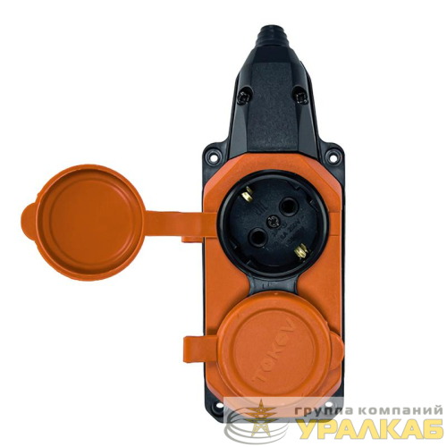 Колодка удлинителя 2-м с заземл. 16А IP44 каучук оранж. TOKOV TKE-C10-KK2-Z детальная картинка