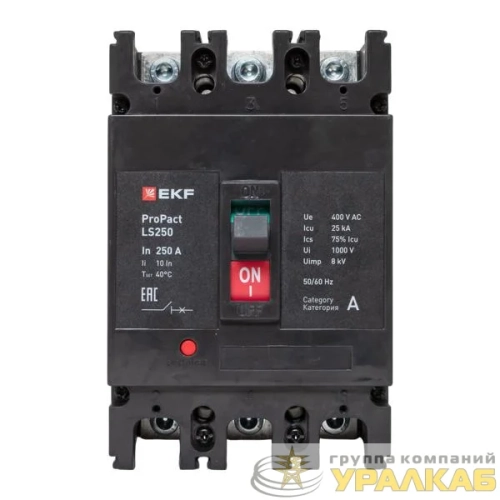 Выключатель автоматический LS250 25кА 3P 250А ProPact EKF mccb-250-25-3-250-ls