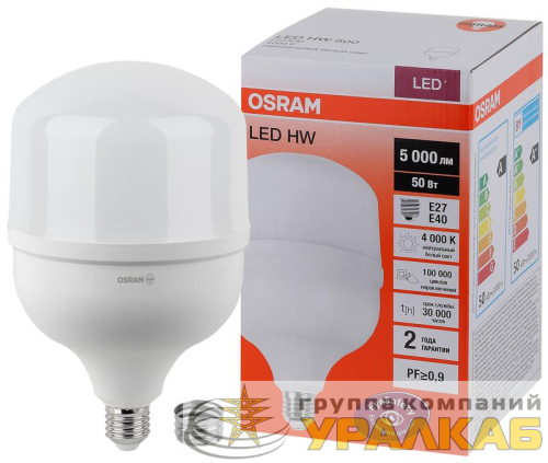 Лампа светодиодная LED HW 50Вт T матовая 4000К нейтр. бел. E27 /E40 5000лм 140-265В угол пучка 200град. PF>/=09 (замена 500Вт) OSRAM 4058075576858 детальная картинка