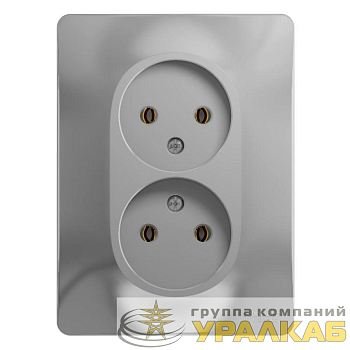 Розетка 2-м СП Glossa 16А IP20 без заземл. в сборе алюм. SE GSL000320
