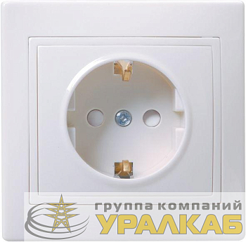 Розетка 1-м СП Кварта РСш10-3-КБ 16А IP20 с заземл. защ. шторки бел. IEK ERK11-K01-16-DM