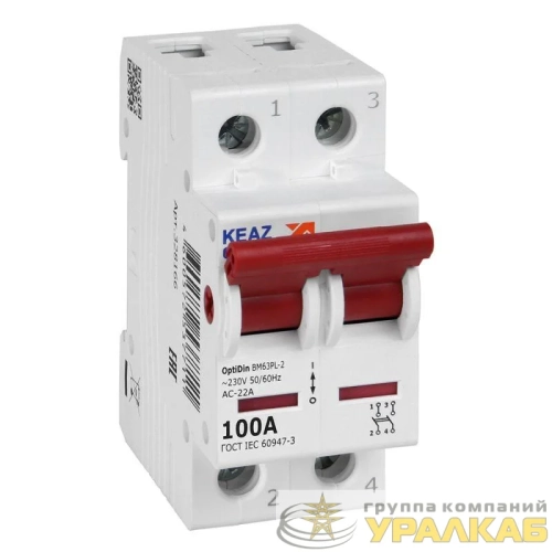 Выключатель нагрузки модульный OptiDin BM63PL-2100-УХЛ3 (ВМ63PL) КЭАЗ 