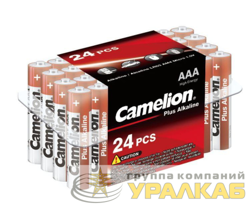 Элемент питания алкалиновый AAA/LR03 1.5В Plus Alkaline LR03-PB24 (уп.24шт) Camelion 7615