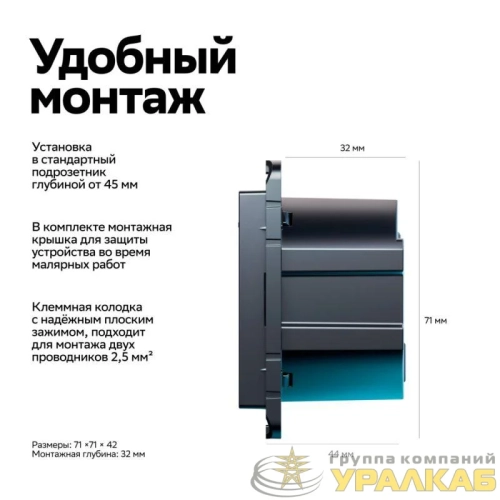 Розетка AtlasDesign Smart 16А L+N с заземл. защ. шторки Zigbee механизм карбон SE 