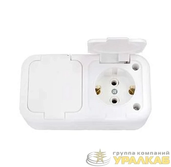 Розетка 2-м ОП 10А IP44 с заземл. бел. БЕЛТИЗ РА10-213