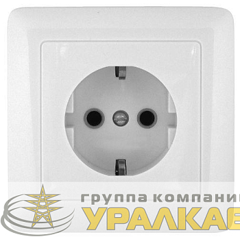 Розетка 1-м СП Прима 16А IP20 250В с заземл. защ. шторки бел. (розн. упак.) SchE RS16-004-BI
