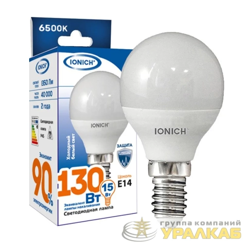 Лампа светодиодная P45 15Вт шар 6500К E14 1350лм 230В IONICH 1817 детальная картинка
