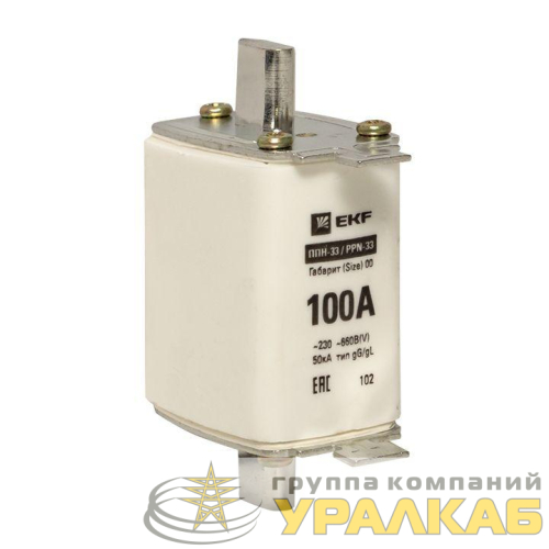 Вставка плавкая ППН-33 160/100А габарит 00 PROxima EKF fus-33/160/100 детальная картинка