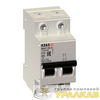 Выключатель автоматический модульный 2п C 50А 4.5кА ВА47-29-2C50-УХЛ3 КЭАЗ 