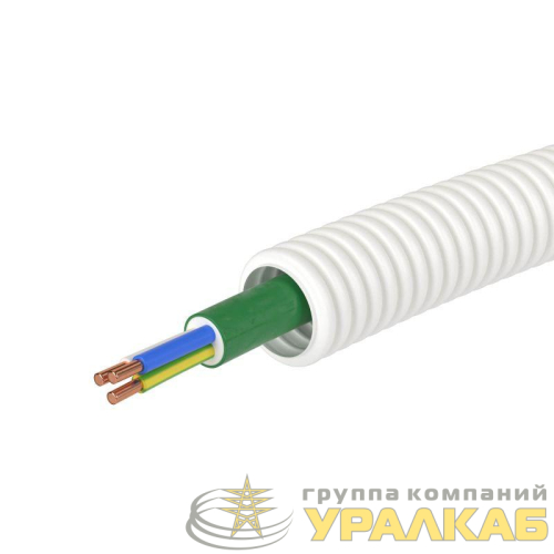Труба гофрированная ПЛЛ гибкая d20мм безгалоген. (HF) с кабелем ППГнг(А)-HF 3х2.5 РЭК ГОСТ+ бел. (уп.50м) DKC 8S82050HF