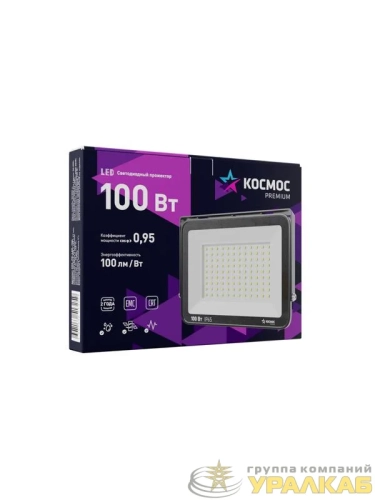 Прожектор светодиодный PREMIUM 100Вт 6500К 10000лм IP65 КОСМОС KOS_PR_LED_100 детальная картинка