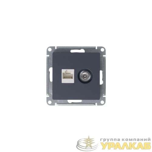 Розетка компьютерная + телевизионная 2-м AtlasDesign RJ45 кат.5E + TV механизм грифель SE ATN000789 детальная картинка