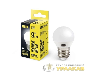 Лампа светодиодная Eco G45 9Вт шар 4000К нейтр. бел. E27 230В IEK LLE-G45-9-230-40-E27