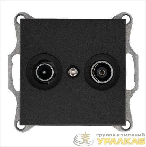 Розетка телевизионная оконечная TV + FM 2-м Ф9.5мм механизм антрацит Jasmart 