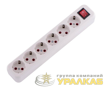 Колодка удлинителя 6-м с заземл. Lila с выкл. LEZARD 720-0600-602