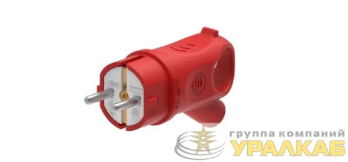 Вилка угловая 16А 2P+E 250В IP44 MultiSet каучук красн. SE 