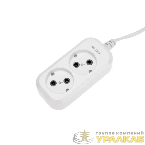 Удлинитель 2 гнезда 3м 2х0.75кв.мм б/з бел. PROCONNECT 13-4201 детальная картинка
