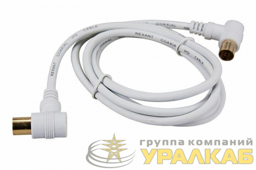 Шнур TV Plug - TV Jack 3м угловой бел. Rexant 18-0024