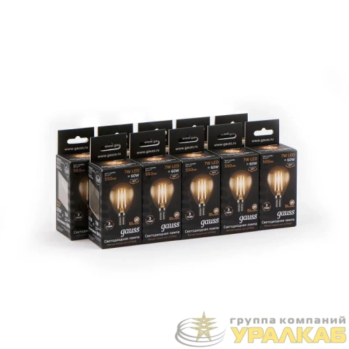 Лампа светодиодная Black Filament Шар E14 7Вт 2700К Gauss 105801107 детальная картинка