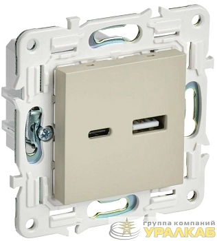 Розетка USB A+C 18Вт SKANDY SK-R13B беж. IEK SK-U22-018-K10
