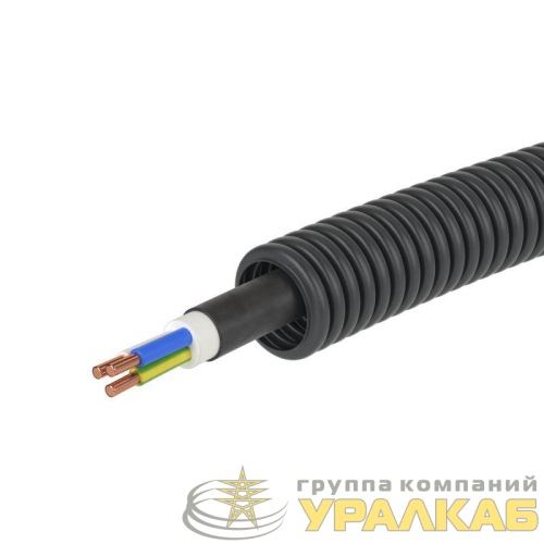 Труба гофрированная ПНД гибкая d16мм с кабелем ВВГнг(А)-LS 2.5х3 РЭК ГОСТ+ черн. (уп.50м) DKC 7S71650 детальная картинка