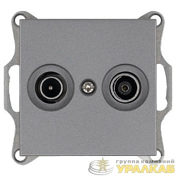 Розетка телевизионная проходная TV + FM 2-м Ф9.5мм механизм алюм. Jasmart 