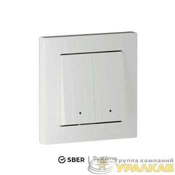 Выключатель 2-кл. AtlasDesign Smart 10А (сх. 5) L+N с подсветкой Zigbee механизм бел. SE ATN000153Z