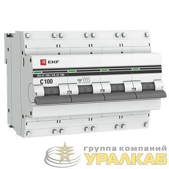 Выключатель автоматический модульный 4п C 100А 10кА ВА 47-100 PROxima EKF mcb47100-4-100C-pro