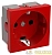 Розетка 1-м 2мод. РКС-20-32-П-К 45х45 с заземл. красн. PRIMER IEK 