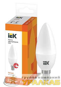 Лампа светодиодная ECO C35 9Вт свеча 3000К E14 230В IEK LLE-C35-9-230-30-E14