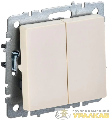 Выключатель 2-кл. СП BRITE ВС10-2-0-БрКр 10А механизм беж. IEK BR-V20-0-10-K10 детальная картинка