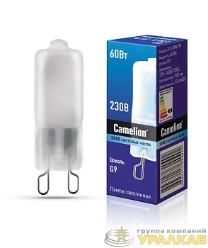 Лампа галогенная 60Вт капсула G9 3000К 240В мат. Camelion 5557