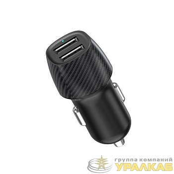 Устройство зарядное автомобильное с двумя портами USB-А + USB-A 12Вт со световой индикацией черн. Rexant 18-2220