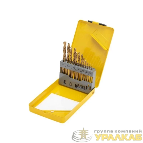 Набор сверл по металлу 1.5-6.5мм (через 0.5мм 3.2мм 4.8мм) НSS ТИТАН цилиндрический хвостовик метал. кейс 13шт Kranz 