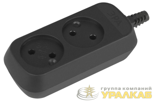 Колодка удлинителя KX-2-B 2-м без заземл. черн. Эра Б0061660 детальная картинка